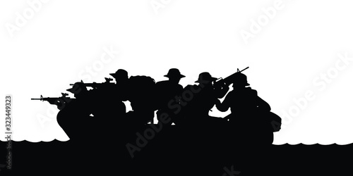 Spacial force soldier unit silhouette vector