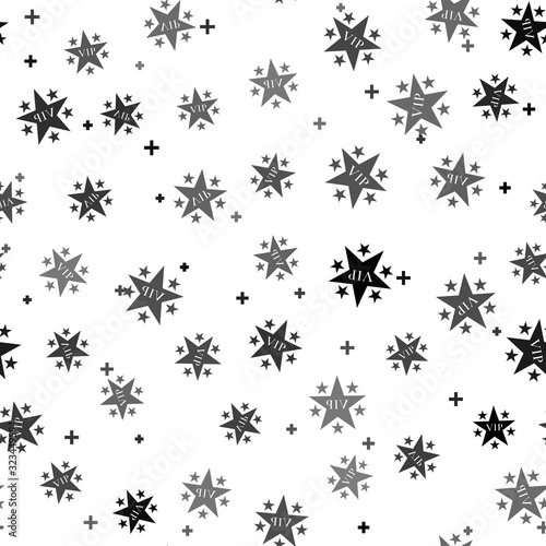 Black Star VIP with circle of stars icon isolated seamless pattern on white background. Vector Illustration