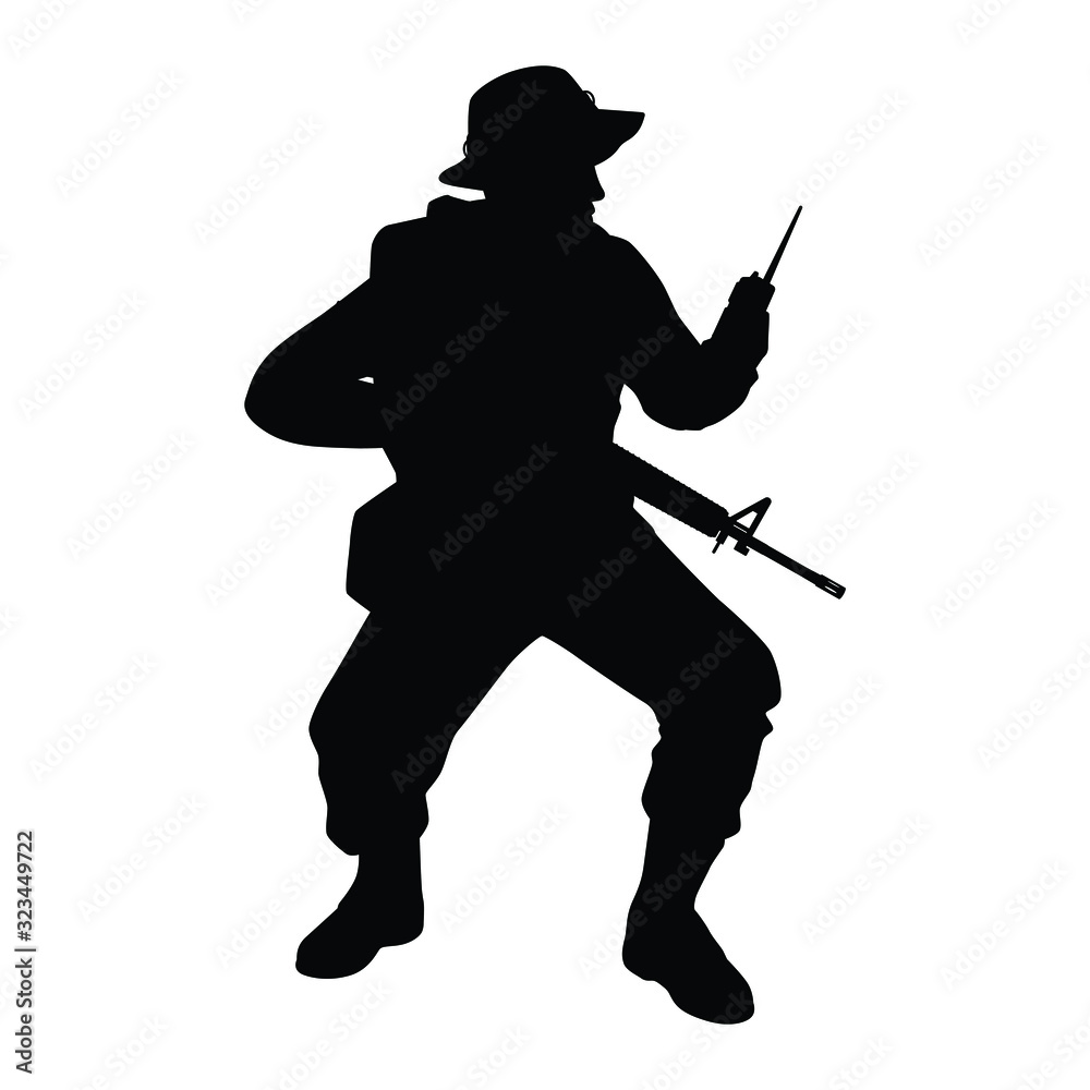 Fototapeta premium Spacial force soldier silhouette vector