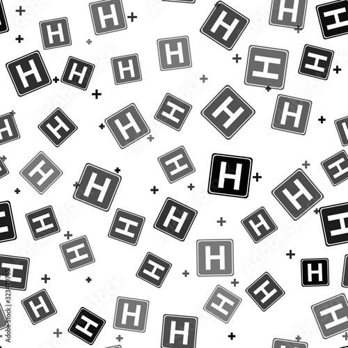 Black Hospital sign icon isolated seamless pattern on white background. Vector Illustration