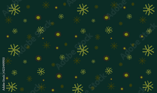  Seamless green floral pattern. Tile vector background. Botanical winter wallpaper. Wrapping paper texture. 