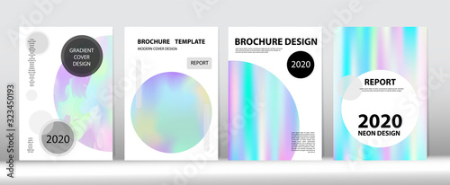 Holographic Gradient Vector Background. Fluid Holo Bright Trendy Layout. 