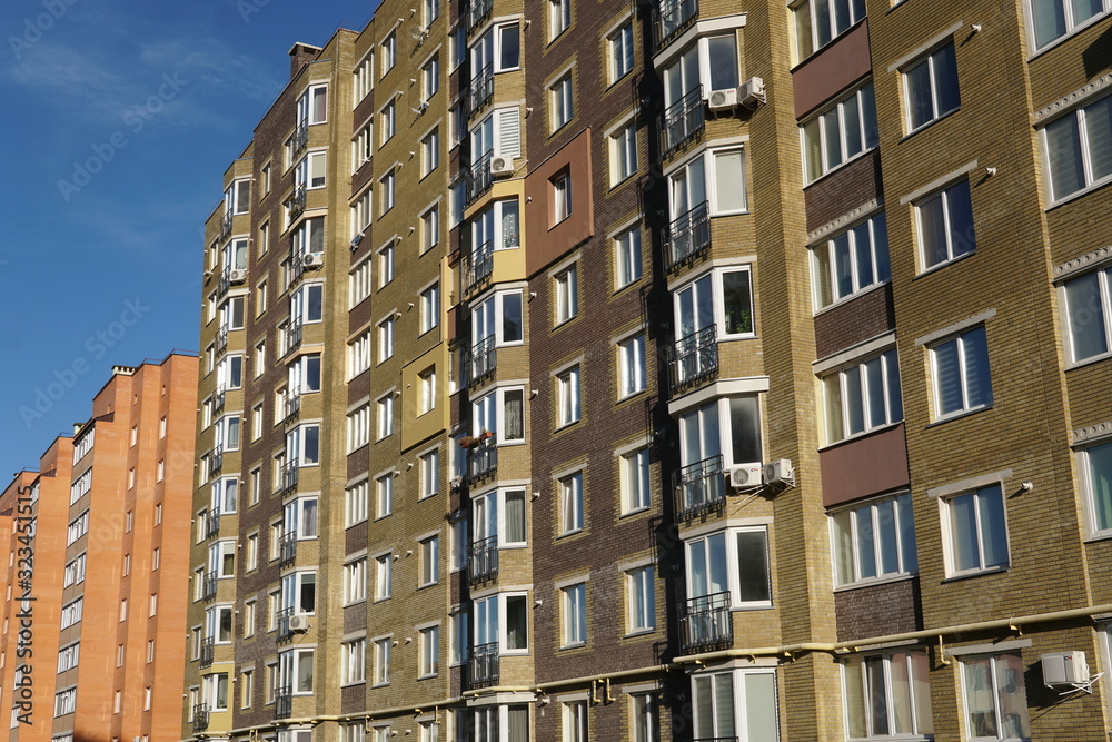 Modern condominium building real etate in city with blue sky