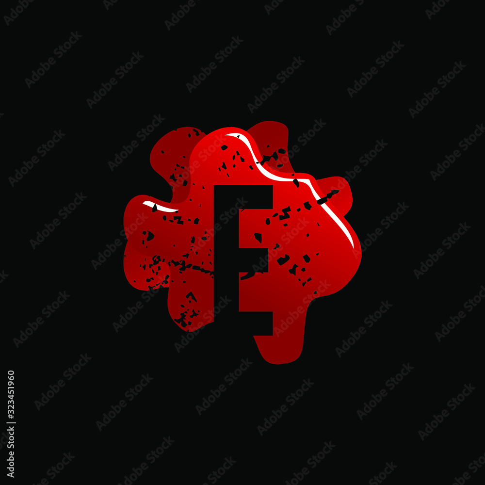 Initial Letter E with Blood Splatter Logo Design