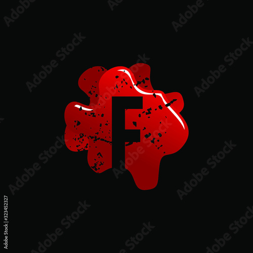 Initial Letter F with Blood Splatter Logo Design