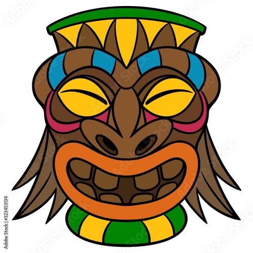 Tiki Brah - A cartoon illustration of a Polynesian Tiki.