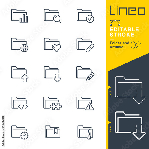 Lineo Editable Stroke - Folder and Archive line icons