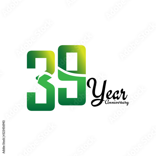 39 Years Anniversary Celebration Logo Vector Template Design Illustration