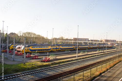Trains parked at station Nijmengen, Netherlands
