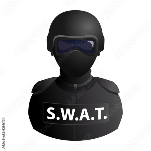 SWAT (Special Weapons And Tactics) specail forces avatar in a mask with glasses icon isolated on white background. Vector illustration