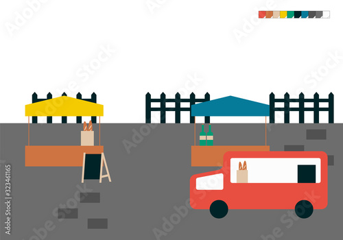 Flat Style Illustration of Market