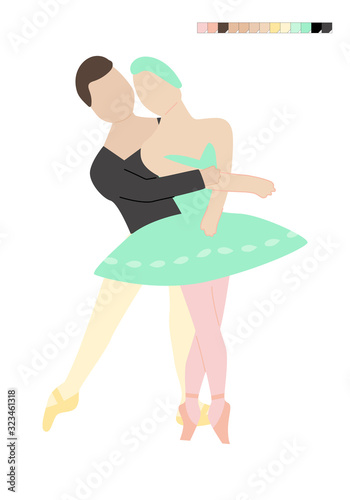 Ballet Dancer, Ballerina Vector Illustration, Swan Lake Pas de Deux