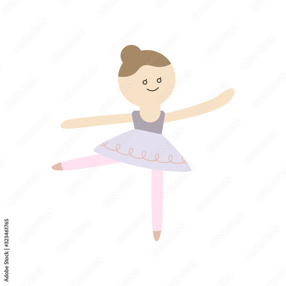 Cute Ballet Girl, Arabesque, Ballerina Vector Illustration Cute Ballet Girl, Arabesque, Ballerina Vector Illustration