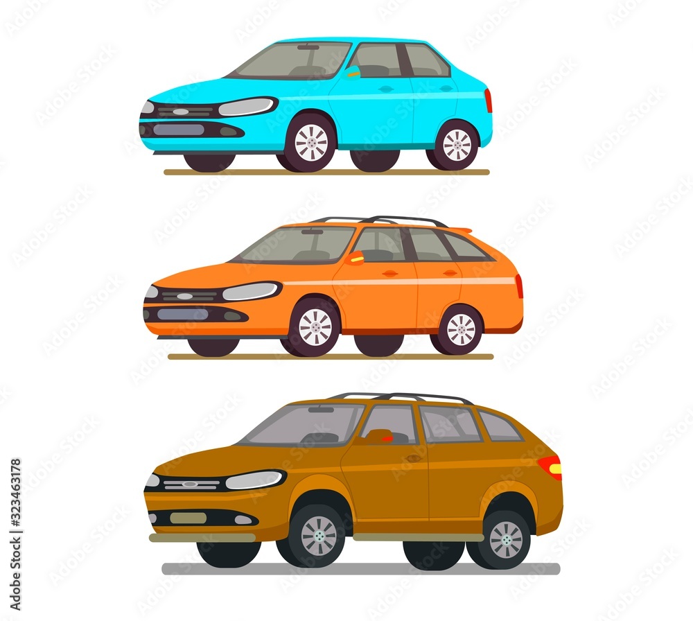 Car vector template on gray background. Flat