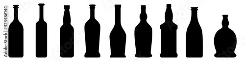 Vector Set of Glass Bottle Silhouette