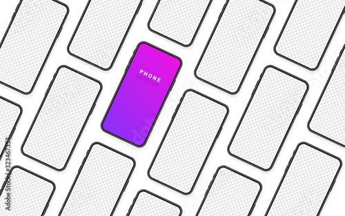Set smartphone blank screen, phone mockup. New phone model. Template for infographics for presentation UI design interface. Vector illustration