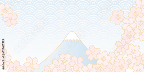 Japanese Wallpaper Banner of cherry Sakura & Mount Fuji