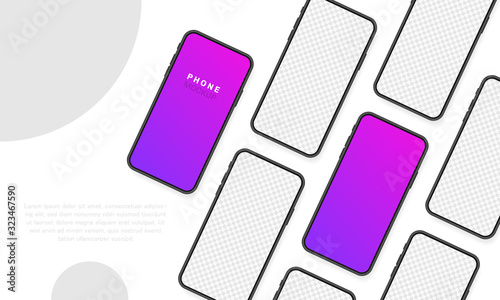Smartphone blank screen, phone mockup. New phone model. Template for infographics for presentation UI design interface. Vector illustration