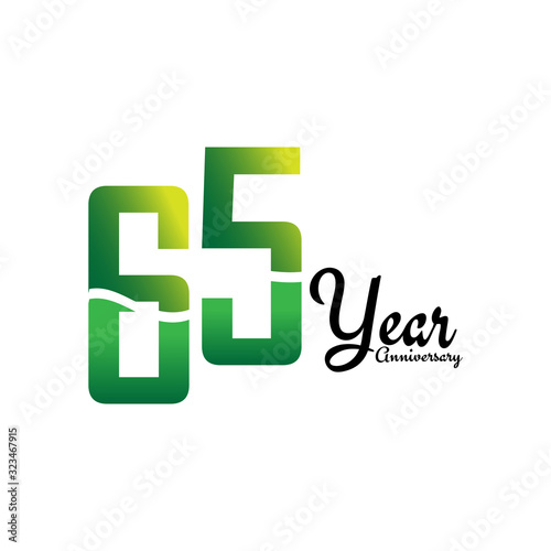 65 Years Anniversary Celebration Logo Vector Template Design Illustration