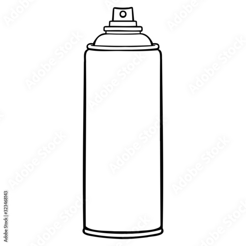 monochrome outline drawing of a spray can. vector, illustration, isolated.