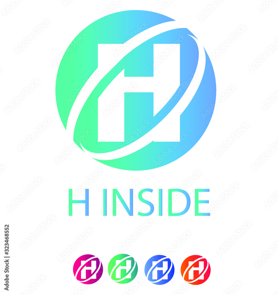 initial letter logo h inside circle shape, oh, ho, h inside o rounded lowercase white black background