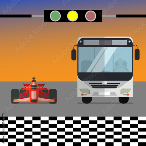  two vehicles with different functions compete