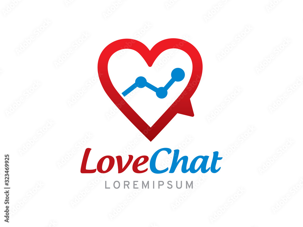 Love chat logo template design, icon, symbol