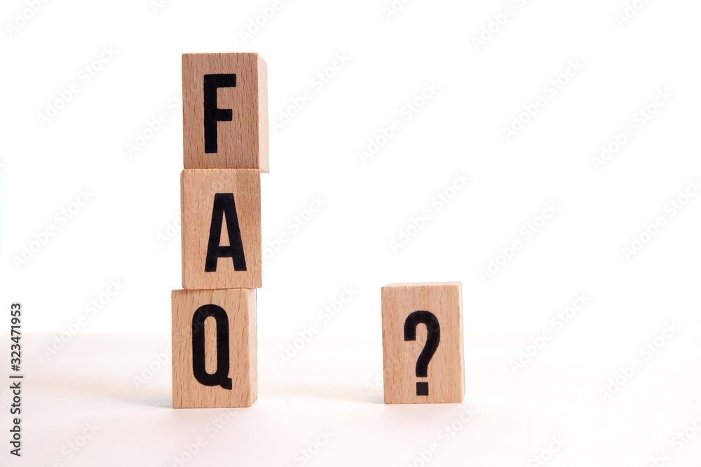 FAQS wooden blocks and Questions Mark ( ? ) word with wooden cube block on bright background. FAQ( frequency asked questions), Answer, Q&A, Information Concepts FAQS wooden blocks and Questions Mark ( ? ) word with wooden cube block on bright background. FAQ( frequency asked questions), Answer, Q&A, Information Concepts