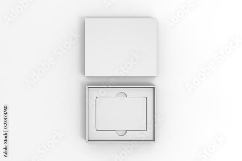 Blank gift card hard box for branding, 3d render illustration.