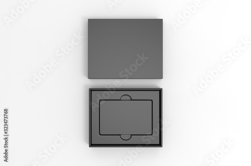 Blank gift card hard box for branding, 3d render illustration.