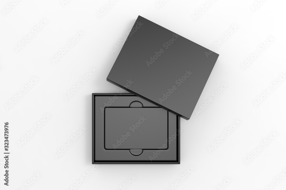 Blank gift card hard box for branding, 3d render illustration.
