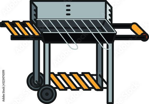 Grill icon, vector line illustration