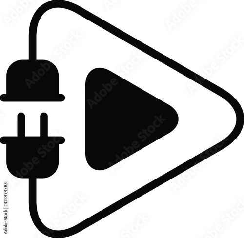 Electric play icon, vector line illustration