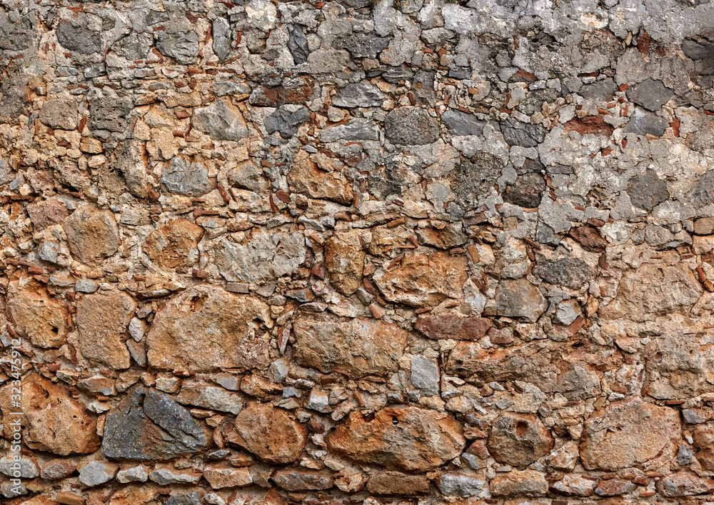 Background of an old stone wall of brown color
