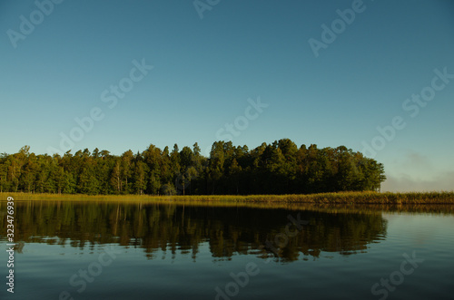 Lake with island and forest