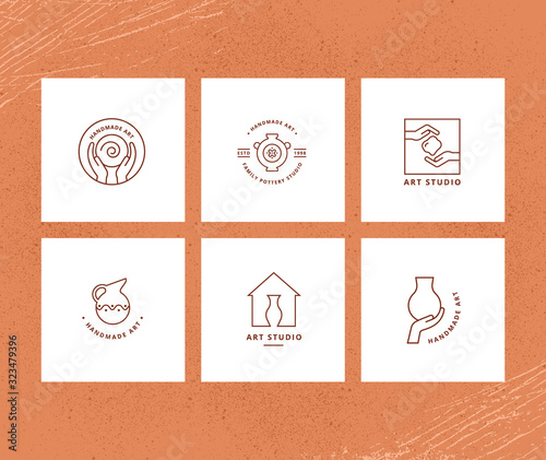 Fotografia Vector layout of business card with logo for art studio, pottery or ceramic stud