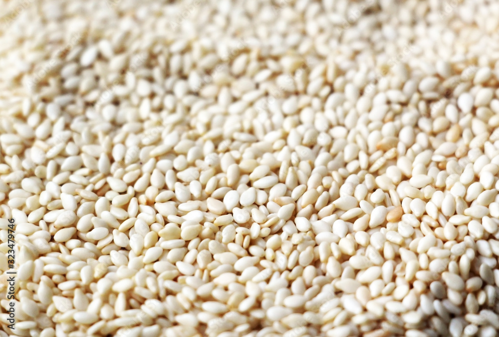 Light beige sesame seeds close-up Light beige sesame seeds close-up