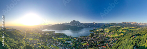 Aerial view over Traunsee in Austria