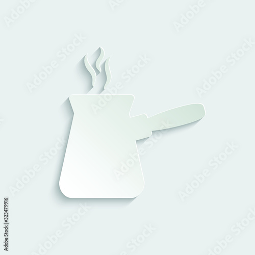 paper coffee turk icon vector, copper turkish coffee
