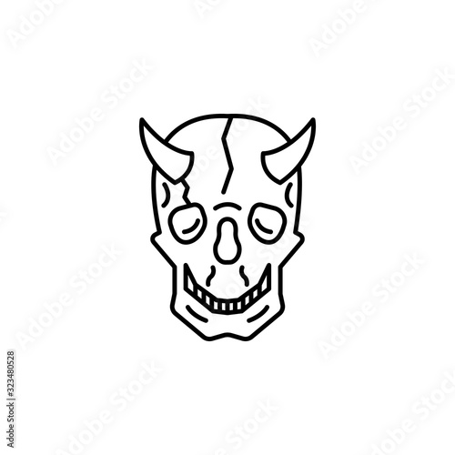 demon head skull line icon on white background © FIDAN