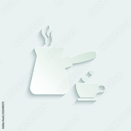 paper coffee turk icon vector, copper turkish coffee