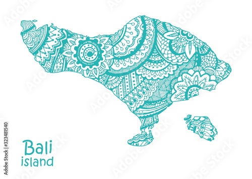 Map of the island of Bali. Indonesia.