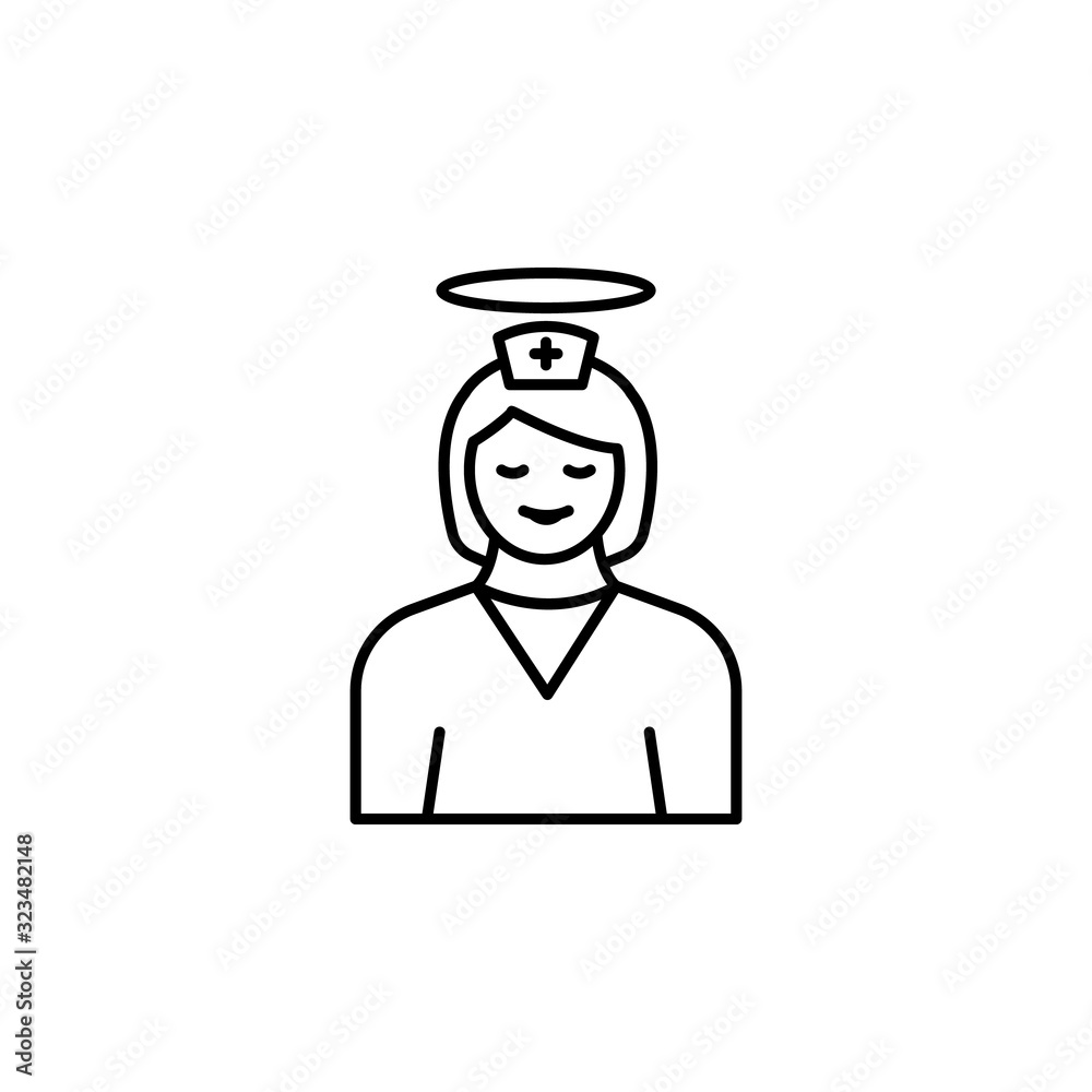 nurse illustration line icon on white background
