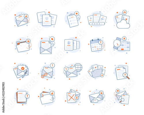 Email and messaging,Email marketing campaign,Thin lines web icons set