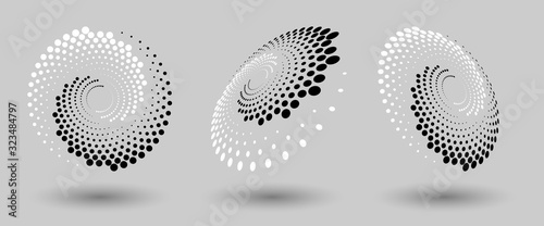 Abstract dotted vector background. Halftone effect. Spiral dotted background or icon. Yin and yang style.