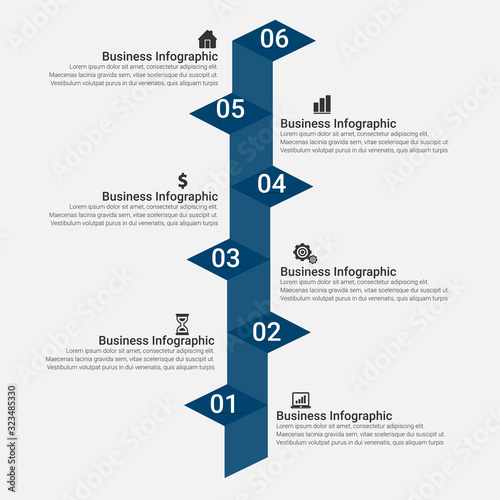 Presentation business infographic template with 3, 4, 5, 6 options. Vector illustration.