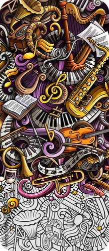 Classic Music hand drawn doodle banner. Cartoon detailed flyer. © balabolka