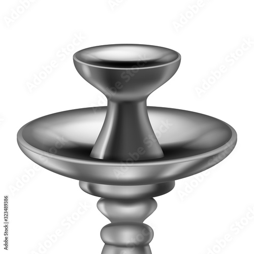 Realistic 3d Detailed Metal Hookah Stem Bowl on a White. Vector