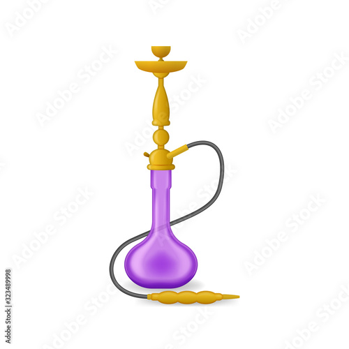 Realistic 3d Detailed Hookah with Smoking Pipe. Vector