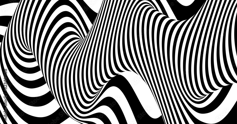 Black and white design. Pattern with optical illusion. Abstract 3D geometrical background. Vector illustration. Black and white design. Pattern with optical illusion. Abstract 3D geometrical background. Vector illustration.